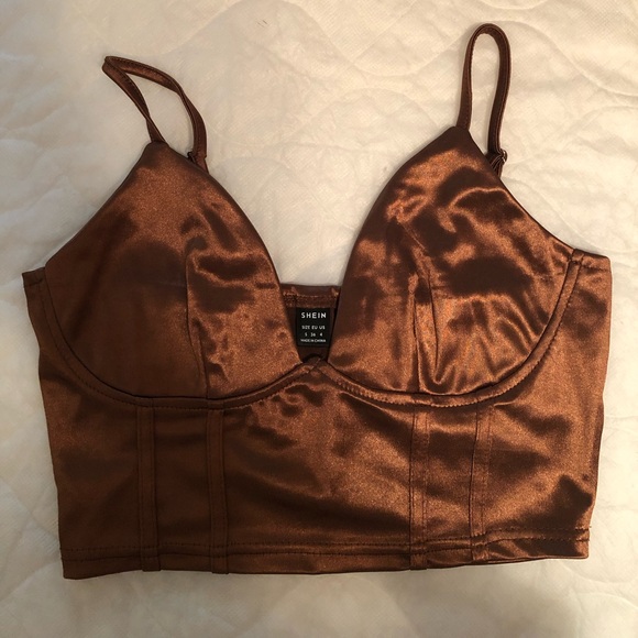Shein silk brown corset crop top - Picture 1 of 3